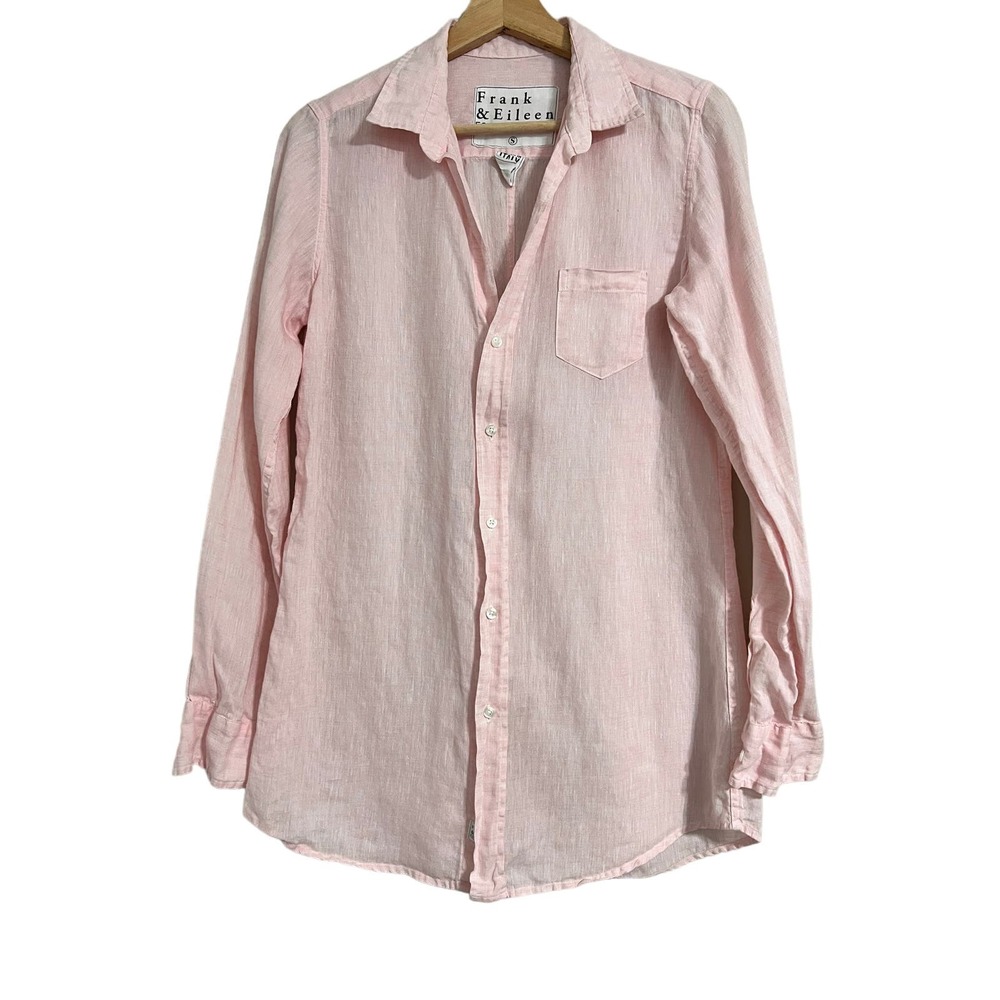 Frank & Eileen Shirley Pink Linen Button Down Small